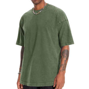 Nouveau T-shirt décontracté surdimensionné en tricot pour homme, effet délavé, avec logo imprimé sur le devant, design personnalisé, séchage rapide - Product Image 5