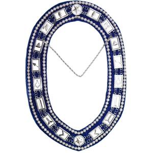 Collar de cadena Blue Lodge, chapado en plata con pedrería, terciopelo azul, insignia masónica ceremonial, accesorio para el cuello, insignia fraternal de logia. - Product Image 5
