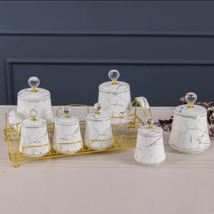 Boîte en métal et verre haute durabilité avec motif feuilles et couvercles – Contenant élégant pour condiments – Meilleur prix - Product Image 6