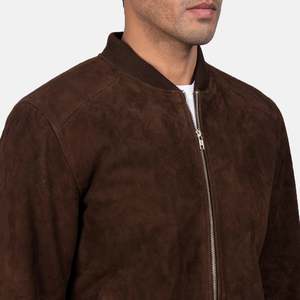 Blain Mocha <b>Suede</b> Bomber <b>Jacket</b> Men's Winter with Embroidery Windproof & Breathable Features Anti-Bacterial Eco-Friendly 340g - Product Image 3