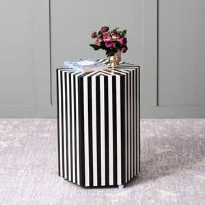 Belladec Modern Bone Inlay Console Stool with Striped <b>Black</b> Design for Bedroom and Living Room <b>Bedside</b> Home Use - Product Image 5