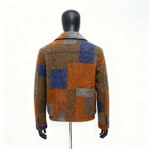Custom Color Blocking Embroidered Design Regular Fit Formal Wool <b>Jacket</b> Zipper Up Front Pockets Men Designer <b>Jacket</b> - Product Image 2