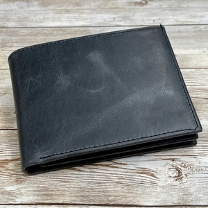 กระเป๋าสตางค์แบบพับสองพับหนังลำลองสำหรับผู้ชาย LW-0216สไตล์วินเทจสีน้ำตาลบางเหมาะกับชายและหญิง - Product Image 1