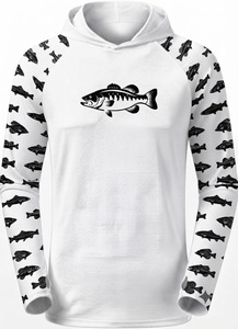 Sweat à capuche de pêche noir à manches longues pour hommes, chemise de sport athlétique anti-UV, vêtement de sport d'extérieur avec motif poisson basse - Product Image 2