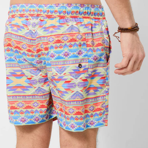 Shorts de Baño para Hombre con Estampado Geométrico, Secado Rápido, Casuales, con Cordón Ajustable y Cintura Media - Product Image 3
