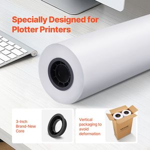 Rotoli di Carta per Plotter CAD da 24 Pollici x 500 Piedi, 20 LB Bond, 3 Nuclei, per Plotter Grafici - Product Image 2
