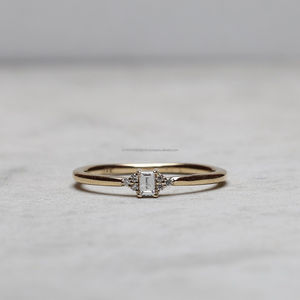 IGI/ Lab Grown Emerald Cut Diamond Vintage 14k Jaune Mariage/Bague de Fiançailles Unisexe Fine Or Blanc Fête D'anniversaire - Product Image 1