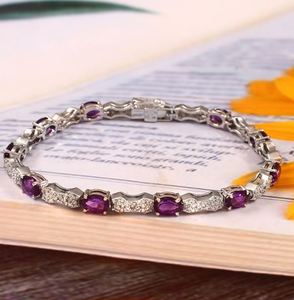 Pulsera de tenis ajustable de amatista, plata de ley 925 chapada en oro, joyería de lujo para mujer, piedra de nacimiento de febrero, 12 gramos - Product Image 1