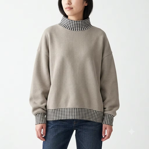 Sweat-shirt en molleton à col montant pour femme, coupe oversize, en tissu brossé premium, confort décontracté, fabricant de vêtements sur mesure - Product Image 1