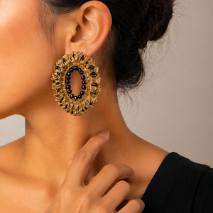 Pendientes de Araña de Lujo Hechos a Mano con Cuentas de Aleación Dorada, Diseño Geométrico, Joyería de Moda para Mujer, Venta al por Mayor, OEM Personalizado, Rizir Fashion - Product Image 1