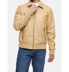 Blouson d'hiver en cuir respirant et élégant pour homme, en polyester/coton, avec fermeture éclair et col montant, motif lettres - Product Image 1