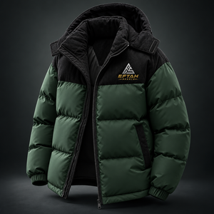 Chaqueta de pana acolchada para hombre, con capucha, gruesa, con cremallera, abrigo cálido deportivo para invierno. - Product Image 2