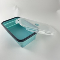 Boîte à lunch carrée pliable chauffable en silicone de qualité alimentaire avec couvercle en PP, compatible micro-ondes et lave-vaisselle, écologique, gain de place, type bento pour