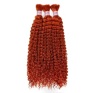 Cheveux humains bouclés Remy en vrac, couleur rougeâtre, 100 % cheveux Remy, mèches à tisser, taille personnalisée - Product Image 3