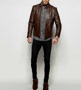 Custom Made New Men's Genuine Sheepskin Leather <b>Slim</b> <b>Fit</b> Biker Motorcycle <b>Jacket</b> with Zipper Breathable Casual Wear - Product Image 3