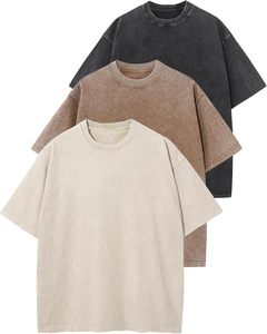 T-shirts pour hommes KANEKA SPORTS, taille européenne, 100% coton, 275 g/m², coupe classique, délavés à l'acide, unisexe, décontractés, séchage rapide - Product Image 6
