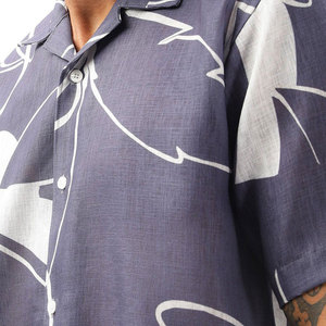 Chemise décontractée pour homme à manches courtes, imprimé géométrique, en popeline de coton, col rabattu, respirante, style estival, chemise de plage hawaïenne - Product Image 6