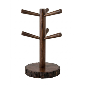 Support de tasses en bois massif moderne de qualité export, écologique, avec 6 crochets, organisateur de comptoir, présentoir peu encombrant - Product Image 3