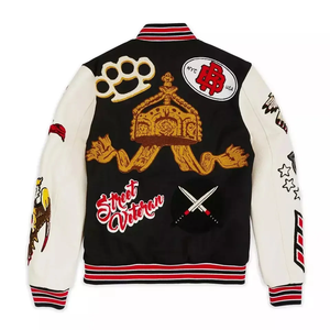 High Quality Custom Street Style Embroidered Button Color-blocked Varsity <b>Jackets</b> Men <b>Winter</b> - Product Image 2