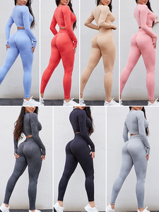 ชุดโยคะแขนยาว OEM ODM 2026 ชุดโยคะไร้รอยต่อ ชุดออกกำลังกายสำหรับผู้หญิง ชุดเลกกิ้งออกกำลังกาย Maanify - Product Image 6