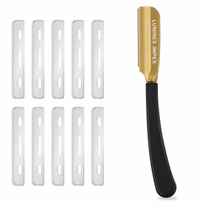 Navaja de Afeitar Recta Vintage Luminex Impex con Mango de Concha de Abulón y Acero al Carbono, Lista para Usar en Barberías y Salones - Product Image 1