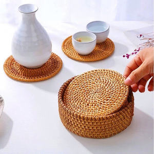 Sous-verre en rotin naturel rond classique fait à la main 3mm écologique bol tapis isolant tasse tapis avec accessoires de décoration de cuisine - Product Image 1