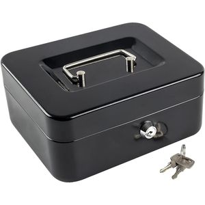Medium Metal Cash <b>Box</b> with Money Tray and Key <b>Lock</b> Small Safe Metal Drawer - Product Image 1