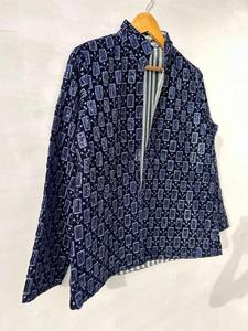 Ethnic Navy <b>Velvet</b> Floral Embroidered Suzani <b>Jacket</b> With Geometric Pattern Full Sleeve Stand Collar Bohemian <b>Women's</b> Autumn Coat - Product Image 2