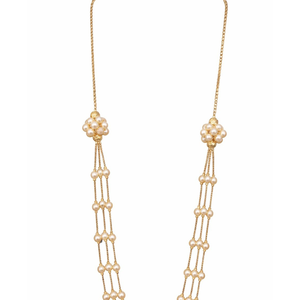 Collar de Moda Revalia con Cadena de Perlas de Imitación, Diseño Multicapa, Elegante, con Racimo Floral, Tres Hilos, Color Marfil, para Mujer - Product Image 2