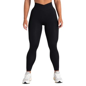 Leggings de yoga pour femmes, taille haute, sans couture, respirants, séchage rapide, en Spandex/Polyester, pour la gym et le fitness, vente en gros personnalisée - Product Image 1
