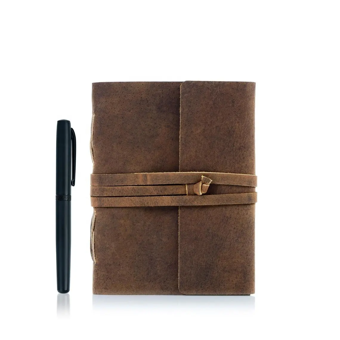 Carnet de notes en cuir brun foncé, A4 A5, papier blanc en coton fait à la main avec fermeture par bracelet en cuir, produits de voyage