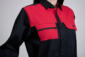 Uniforme de Trabajo de Alta Visibilidad para Hombre FMF, Manga Corta, Rojo y Negro, Tela TC Antiarrugas, Ropa Protectora, Vietnam - Product Image 6