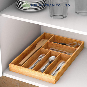 Organisateur de tiroir en bambou pour ustensiles de cuisine, plateau à couverts extensible et séparateur de couverts pour la maison et le bureau - Product Image 6