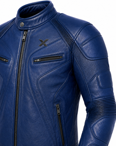 Blouson de moto en cuir offrant une protection complète |   Bleu royal, noir, bordeaux |   Fabricant OEM ODM |   Qualité de conception haut de gamme |   Racing X - Product Image 4