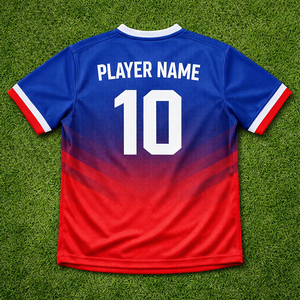 เสื้อฟุตบอลทีมโรงเรียนแบบสั่งทำพิเศษ ไซส์ใหญ่ แห้งเร็ว ระบายอากาศได้ดี ผ้าโพลีเอสเตอร์ 100% พิมพ์ชื่อและหมายเลขผู้เล่นตามสั่ง - Product Image 2