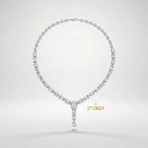 Collar con Colgante de Diamantes Chapado en Platino para Mujer, Cadena de Eslabones de Plata de Ley, Diseño Moderno y Audaz, para Compromiso, Boda, Fiesta - Product Image 3