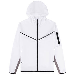 Chándal Unisex Blanco con Capucha y Cremallera, Manga Larga, Ligero, Diseño Deportivo Informal, Color Sólido, Transpirable, para Adultos, Invierno, con Pedrería - Product Image 2