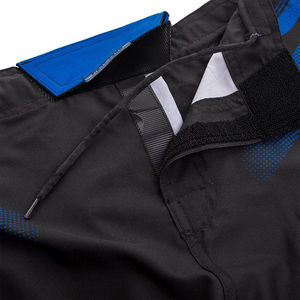 MMA Fight Shorts <b>Black</b> With Blue Elastic Waist Quick Dry Training Shorts for Adults Wholesale Custom Logo Sublimated - Product Image 2