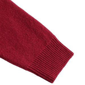 Pull en tricot rouge pour homme, imprimé géométrique blanc, manches longues, hiver, Noël, anti-boulochage, 100 % coton, décontracté, logo frontal - Product Image 5