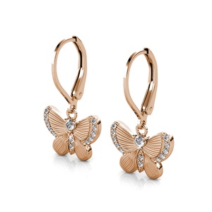 Boucles <span class=keywords><strong>d</strong></span>'oreilles pendantes à clip papillon Daisini ornées de cristaux <span class=keywords><strong>Swarovski</strong></span> Bijoux en argent 925 Boucles <span class=keywords><strong>d</strong></span>'oreilles plaquées or 18 carats - Product Image 3