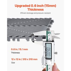 Tappetino Modulare 12x12 Interbloccante per Drenaggio, Antiscivolo, in Plastica PP Grigia, 12 Pezzi, Cuscinetto di Giunzione Antiscivolo per Pavimento in PP Grigio - Product Image 3