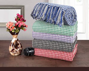 100% Cotton Waffle Weave Decorative Woven Throws & Blankets for Sofa Bed Home Decor - Product Image 1
