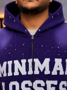Nouveau sweat à capuche zippé 100 % coton écologique pour homme, coupe oversize streetwear avec broderie frontale et manches à bande décorative - Product Image 5
