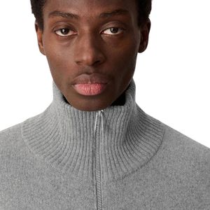 Cardigan en maille gris pour homme, col montant zippé, manches longues, pull décontracté chaud d'hiver, tricot de mode premium pour homme - Product Image 5
