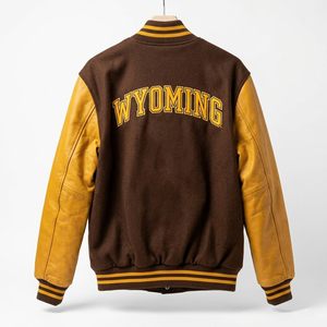 Chaqueta Varsity de Invierno Estilo Rodeo Occidental, Cuerpo de Lana, Mangas de Cuero PU, Bordado, Estilo Letterman, Unisex, Ropa Urbana - Product Image 2