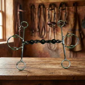 Bocado de caballo articulado de acero inoxidable y cobre con vástago largo, tamaños 4.5"-7" - Product Image 6