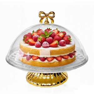 Wooden Round <b>Cake</b> <b>Stand</b> With Glass <b>Dome</b> Cover Reusable Dessert Display For Birthday Wedding Parties Countertop <b>Cake</b> <b>Dome</b> - Product Image 6