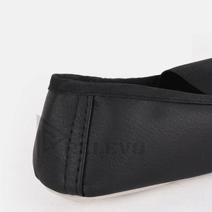 Chaussures de danse en cuir noir à enfiler, semelle souple, sangle élastique, légères, pour femmes et filles, entraînement et pratique - Product Image 5