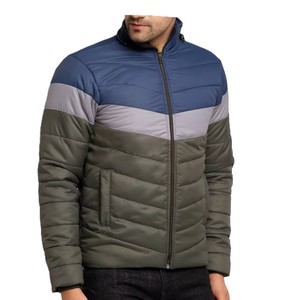Vestes pour hommes personnalisables en polyester rembourré, à blocs de couleur, de haute qualité, respirantes, décontractées, pour l'hiver - Product Image 1