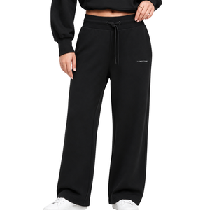 <b>Women's</b> Fleece Wide Leg <b>Trousers</b> Relaxed Fit Drawstring Elastic Waist Sweatpants with Side Pockets for Casual <b>Lounge</b> Daily Wear - Product Image 1